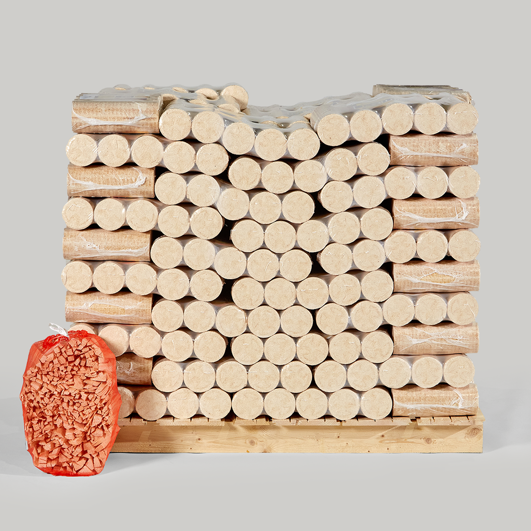 Hotties XL Full Pallet bundle with 8 Kindling bags.